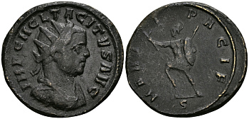 Римская Империя аврелианиан 275 - 276 Тацит MARTI PACIF Тицин Good Very fine RIC 145 бронза 1073-3-8-6