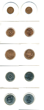 Туркменистан лот из 5 монет 1993 президент Ниязов, холдеры KM 1, 2, 3, 4, 5 плакированная сталь UNC 78-03