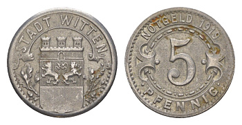 Виттен 5 пфеннигов 1919 Funck 604.4, Men05 27464.9, Men18 34499.9 железо 4639-211