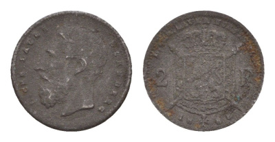 Бельгия игровой жетон в 2 франка 1888 диаметр 12,75 мм, вес 0,57 гр цинк железо 4651-1212