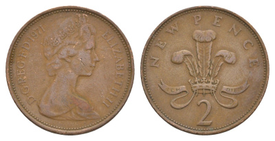 Великобритания 2 пенса 1971 Елизавета II (1952-2022) KM 916, Spink 4235 (C1) бронза 4179-725