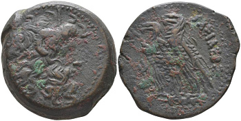 Государство Птолемеев триобол 170-164 гг. до н.э. Птолемей VI Филометор и Птолемей VIII Эвергет II,голова Зевса Аммона/два орла, греческая легенда "ЦАРЯ ПТОЛЕМЕЯ", Александрия, 23,45 гр Svoronos 1424 медь 1073-8-52