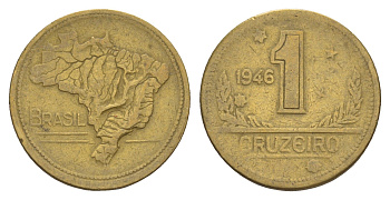 Бразилия 1 крузейро 1946 KM 558 алюминиевая бронза 4656-1251