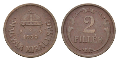 Венгрия 2 филлера 1939 KM 506 бронза 4658-954