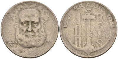 Бразилия 100 рейс 1937 Маркиз Тамандаре KM 536 медно-никель 4115-553