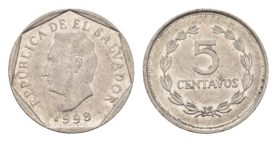 Сальвадор 5 сентаво 1998 KM 154b сталь плакированная никелем aUNC 4643-815