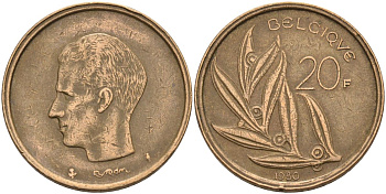 Бельгия 20 франков 1980 Belgique, Бодуэн I (1951-1993) KM 159 никель бронза 4126-214