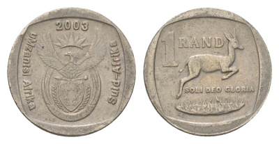 ЮАР 1 ранд 2003 KM 332 медь плакированная никелем 4627-412