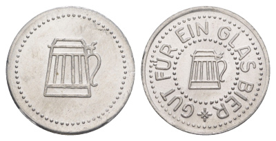 Германия жетон в 1 "стакан пива" ND диаметр 24 мм, вес 1,1 гр алюминий UNC 4638-845