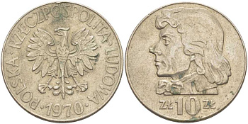 Польша 10 злотых 1970 MW, Тадеуш Костюшко (1746-1817) KM 50а медно-никель 23-445