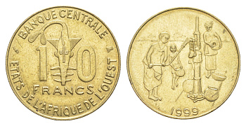 Западная Африка (BCEAO) 10 франков 1999 KM 10 медь алюминий никель UNC 4654-535
