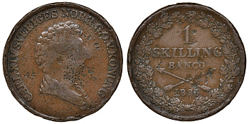 Швеция 1 скиллинг 1836 Карл XIV Юхан (1818-1844) KM 642 медь 4112-116