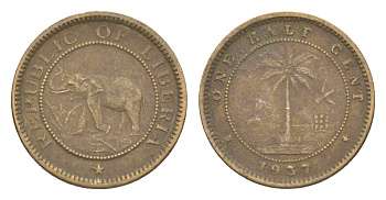 Либерия 1/2 цента 1937 KM 10 латунь 4614-844