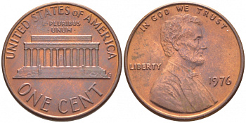 США 1 ЦЕНТ 1976 ЛИНКОЛЬН KM 201 медь цинк 105-1069