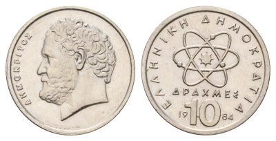 Греция 10 драхм 1984 Демокрит KM 132 медно-никель 4670-331