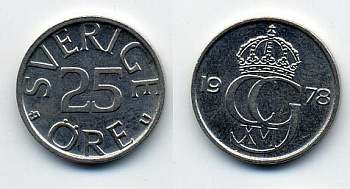 ШВЕЦИЯ 25 ЭРЕ 1978 KM 851 медно-никель 23-713