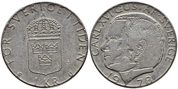 Швеция 1 крона 1978 Карл XVI Густав (1973- ) KM 852 медь плакированная медно-никелем 56-636