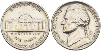 США 5 ЦЕНТОВ 1987 D ДЖЕФЕРСОН KM А192 медно-никель 4546-1214