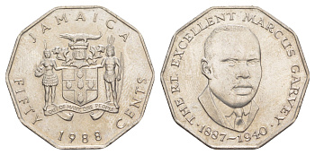 Ямайка 50 центов 1988 KM 65 медно-никель UNC 4634-721
