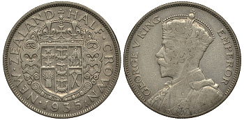 Новая Зеландия 1/2 кроны 1935 Георг V (1910-1936) KM 5 серебро 272-922