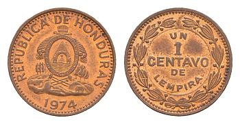 Гондурас 1 сентаво 1974 KM 77a сталь плакированная медью UNC 4649-763
