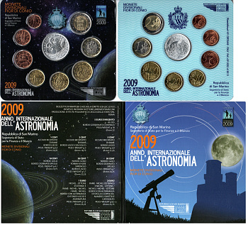 Сан-Марино годовой набор из 9 монет (1, 2, 5, 10, 20 и 50 евроцентов; 1, 2 и 5 евро) 2009 в оригинальном буклете, тираж 70.000 экземпляров KM MS70 (440, 441, 442, 482, 483, 484, 485, 486 и 515) BU 8-2-01-38