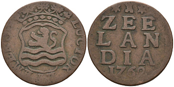 Зеландия (Zeeland), Нидерланды 1 дуит 1762 KM 81 медь 4577-147