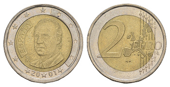 Испания 2 евро 2001 KM 1047 биметалл 4648-935