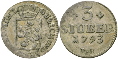 Юлих-Берг 3 штюбера 1793 PR KM 216 серебро 99-945