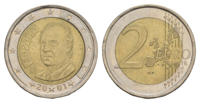 Испания 2 евро 2001 KM 1047 биметалл 4648-935
