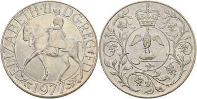 Великобритания 25 пенсов 1977 25 лет со дня коронации Елизаветы, Елизавета II (1952-2022) KM 894, Spink 4136 медно-никель 4552-1032