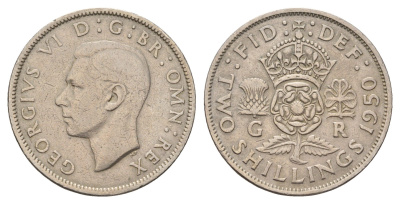 Великобритания 2 шиллинга (флорин) 1950 Георг VI (1936-1952) KM 878, Spink 4107 медно-никель 4116-723