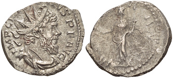 Римская Империя (императоры в Галлии) антониниан 260 - 269 Постум. IMP C POSTVMVS P F AVG / MONETA AVG, Монета с весами и рогом Изобилия, Колония Агриппины, Very fine RIC 315 биллон 1073-12-86