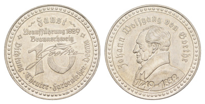 Германия медаль - Иоганн Вольфганг фон Гёте ND (1982) диаметр 27 мм, вес 4,8 гр никель сталь 4172-312