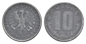 Австрия 10 грошей 1949 KM 2874 цинк 4160-912