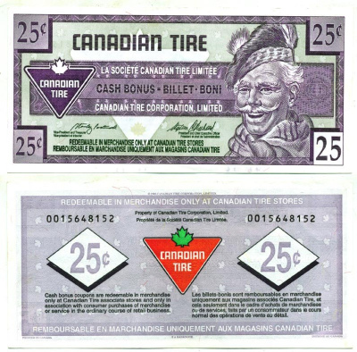 КАНАДА TIRE MONEY 25 ЦЕНТОВ ND CASH BONUS BILLET BONI бумага 7146-49-2-2