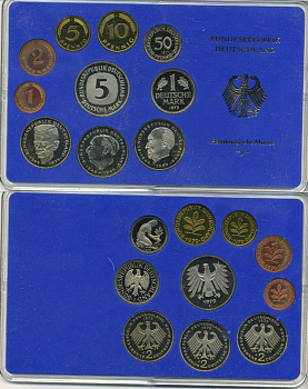 ФРГ государственный набор из 10 монет 1979 J    PROOF  3-5-3-02