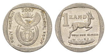 ЮАР 1 ранд 2007 KM 344 медь плакированная никелем 4627-463