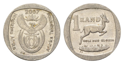 ЮАР 1 ранд 2007 KM 344 медь плакированная никелем 4627-463