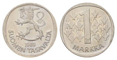 Финляндия 1 марка 1969 KM 49a медно-никель UNC 4118-1253