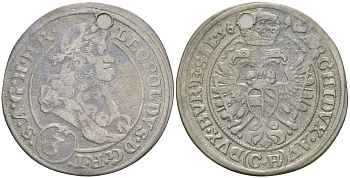 АВСТРИЯ 3 КРЕЙЦЕРА 1694 CB, ЛЕОПОЛЬД I (1658-1705), VIENNA MINT, С ОТВЕРСВТИЕМ KM 1855 серебро 99-952