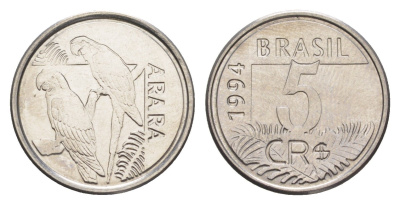 Бразилия 5 крузейро реал 1994 KM 627 нержавеющая сталь UNC 4644-533