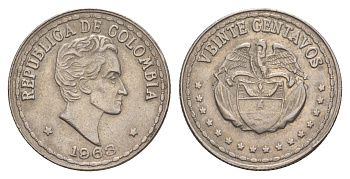 Колумбия 20 сентаво 1963 KM 215 медно-никель 4656-1013