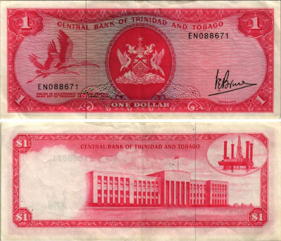 Тринидад и Тобаго 1 доллар 1977 подпись V. E. Bruce Pick 30 а бумага 2192-55-2-2