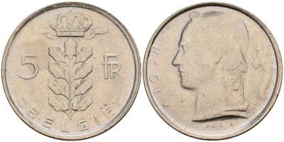 Бельгия 5 франков 1978 Belgie KM 135.1 медно-никель  UNC  4187-323