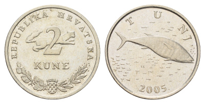 Хорватия 2 куны 2005 Голубой тунец KM 10 медь цинк никель 3459-941