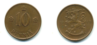 Финляндия 10 пенни 1919 KM 24 медь 41-1046