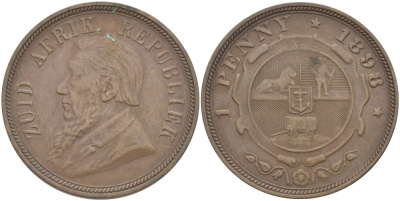 Южно-Африканская Республика, Трансвааль 1 пенни 1898 Пауль Крюгер KM 2 медь 180-1012