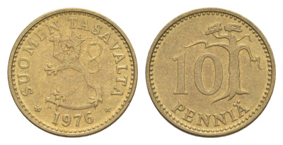 Финляндия 10 пенни 1976 KM 46 алюминиевая бронза 4647-336