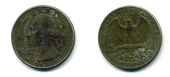 США 25 ЦЕНТОВ = КВОТЕР 1987 P, ВАШИНГТОН KM А164а медь плакированная медно-никелем 59-2043